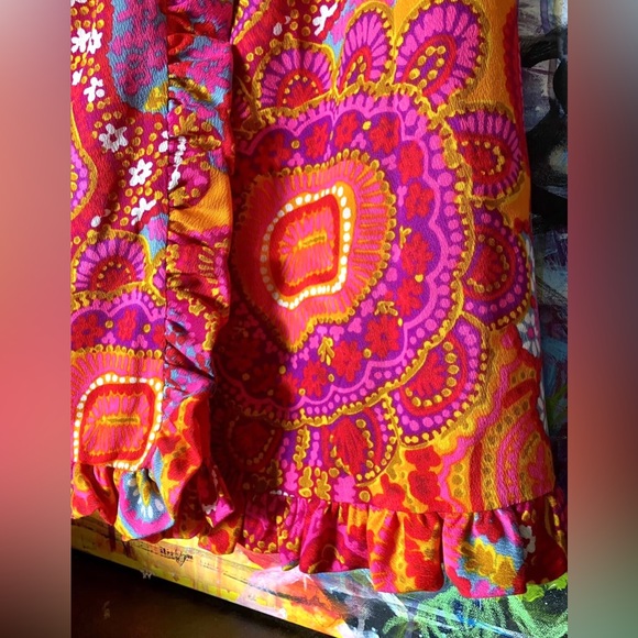 Rare Vintage ALICE of CALIFORNIA Vintage Floral 1960's MCM VIVID Maxi Skirt s/xs - Picture 5 of 9